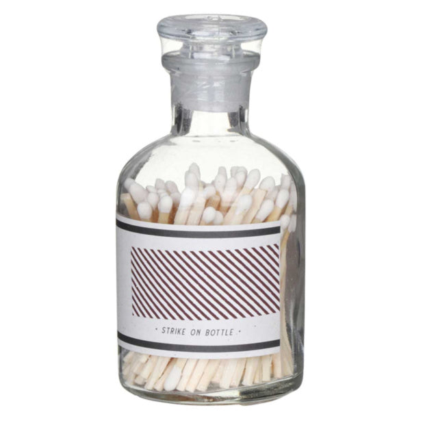 White Safety Matches in Glass Bottle