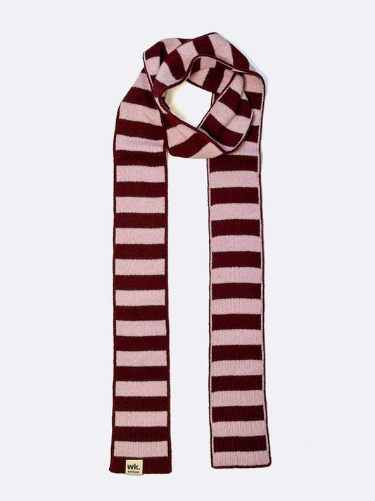 Narrow Stripe Scarf - Bramble Burgundy & Pale Pink