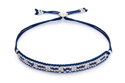 Starshine Navy Silver Beaded Friendship Bracelet