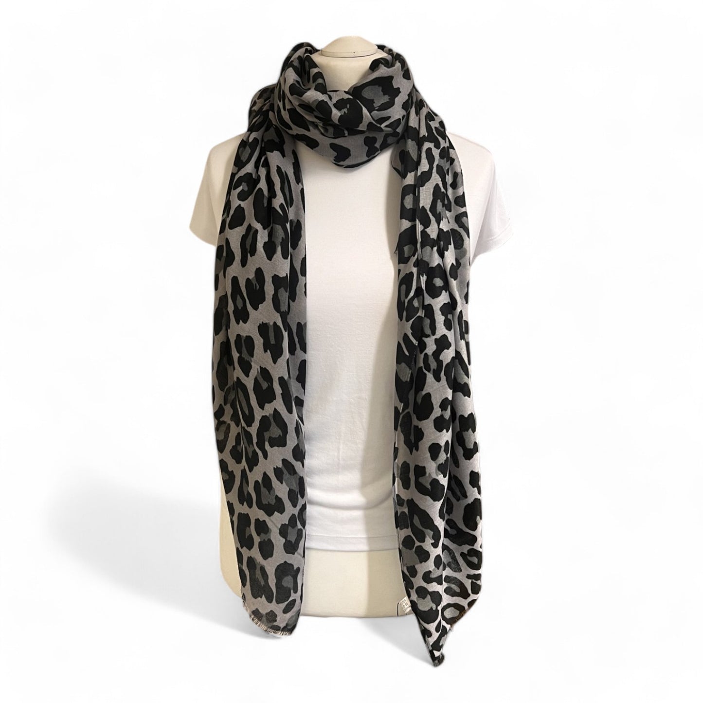 Black & Grey Animal Print Scarf