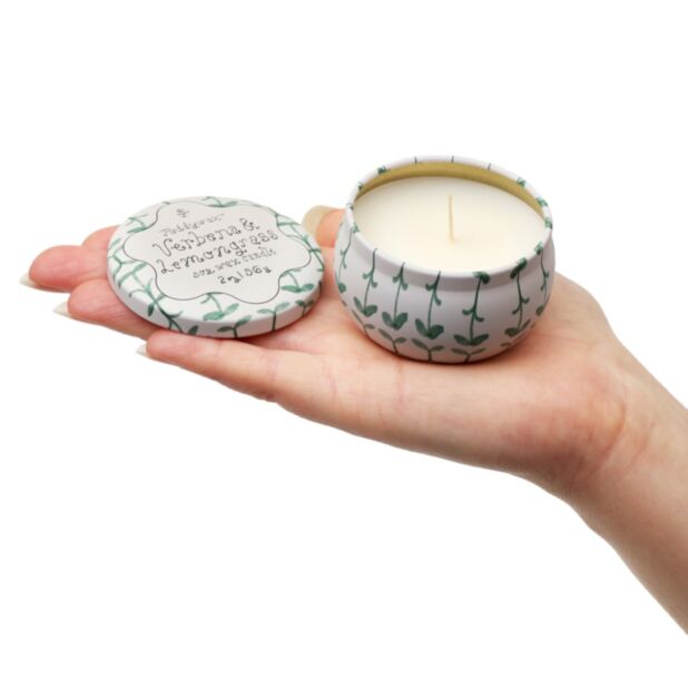 Tulip Printed Small Tin Candle - Verbena & Lemongrass