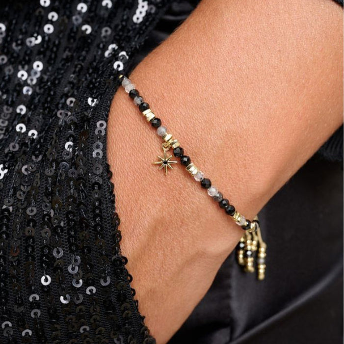 Una Gold & Black Spinel Mix Gemstone Bracelet